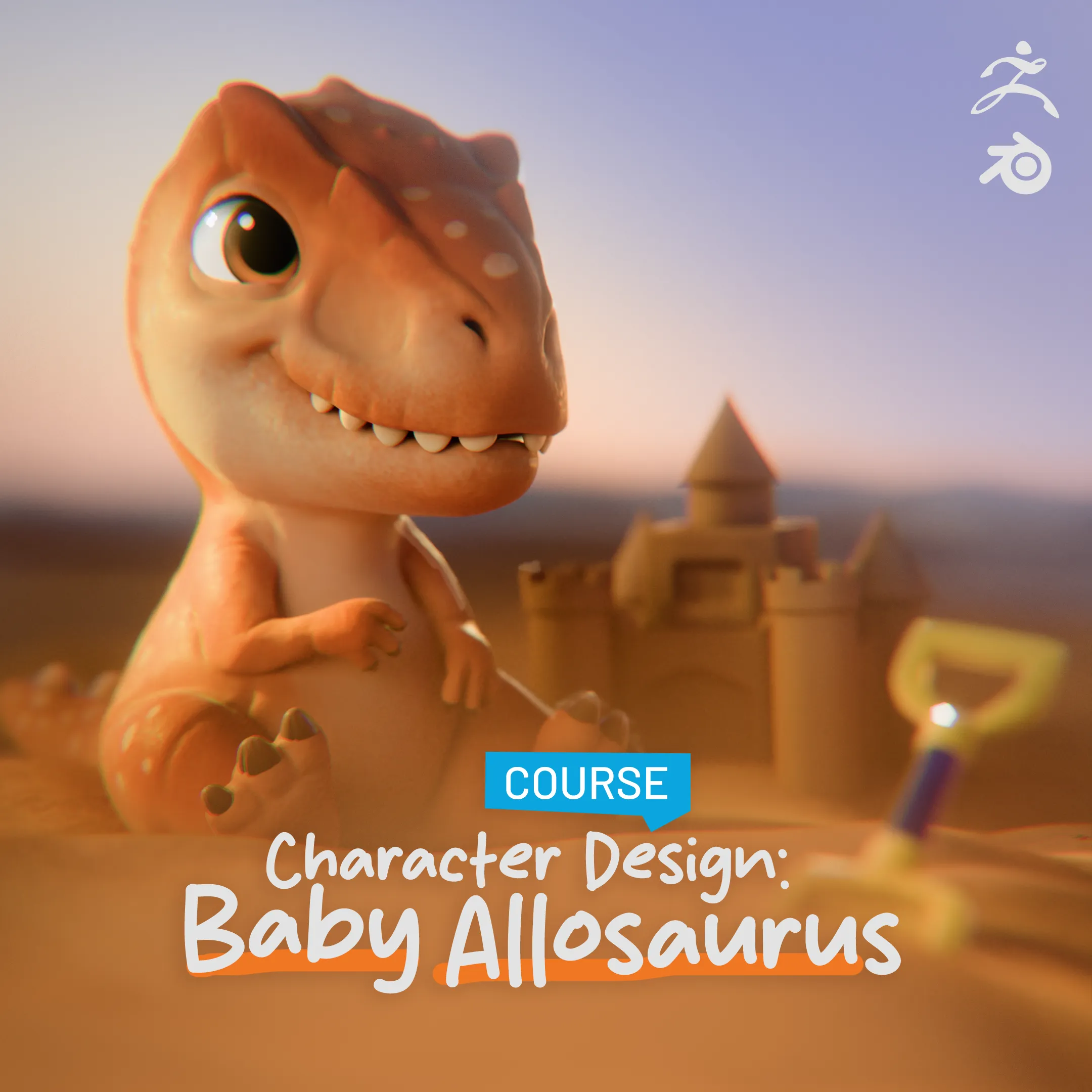 Final render of the Baby Allosaurus character created in the course