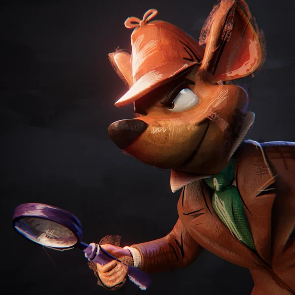 Stylized detective mouse character by Vini Cavalcanti