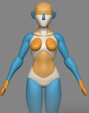 Gray blockout of a 3D character
