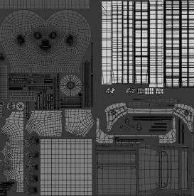 Unwrapped UV layout of a character